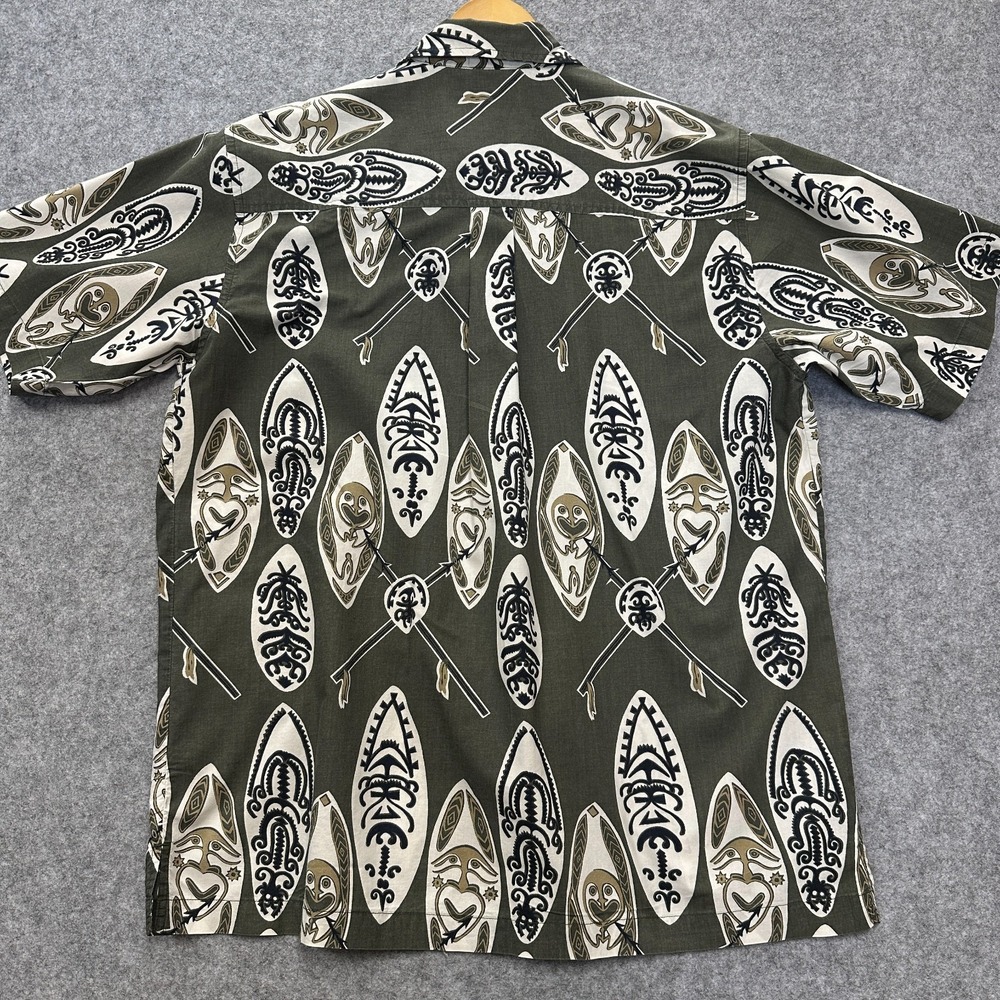 Vintage Sideout Hawaiian Shirt Mens L Green Tribal Tiki 90s Surf Skate - Picture 4 of 8